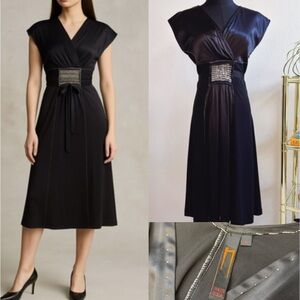 Nelli‎ by Janice Jaraicie Black Silk Blend Jersey Dress Small Y2K